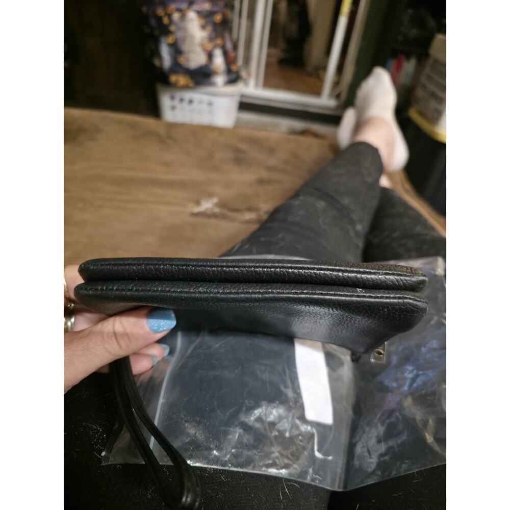 COACH Double Corner Zip WRISTLET BLACK Pebbled Leather Clutch Purse 2016 - Picture 8 of 10